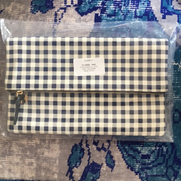 Clare V Handbags - Clare V Blue and White Gingham Clutch